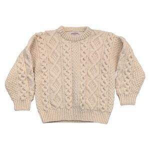 90s Youth Cream Colored Ireland Hand Knit Wool Sweater